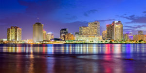 Family Solutions: Behavioral Healthcare Center in Metairie, Louisiana - Metairie, LA city skyline at night